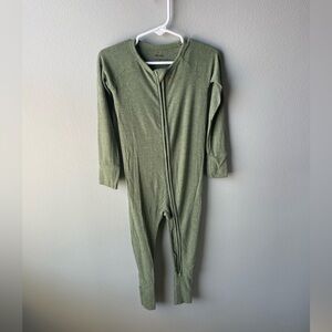 Little Sleepies Bamboo Ribbed Heathered Green Zippy Pajamas